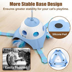 Casfuy 3-in-1 Interactive Cat Toy with Plush Tail, Whack-a-Mole & Rotating Feather Wand