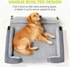 Waterproof Orthopedic Dog Bed for Medium Large Sized Dogs | Memory Foam Pet Bed Sofa with Bolster, Dog Couch with Washable Cover & Non-Slip Bottom, 30x20 Inch, Grey