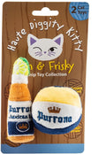 Haute Diggity Kitty Purrrona Beer Bottle + Ball Set, Soft Plush Cat Toys | 2 Pack Catnip Toys with Interactive Crackle Sound, Safe & Durable Cat Nip Kicker Toy for Outdoor & Indoor Cats & Kitten