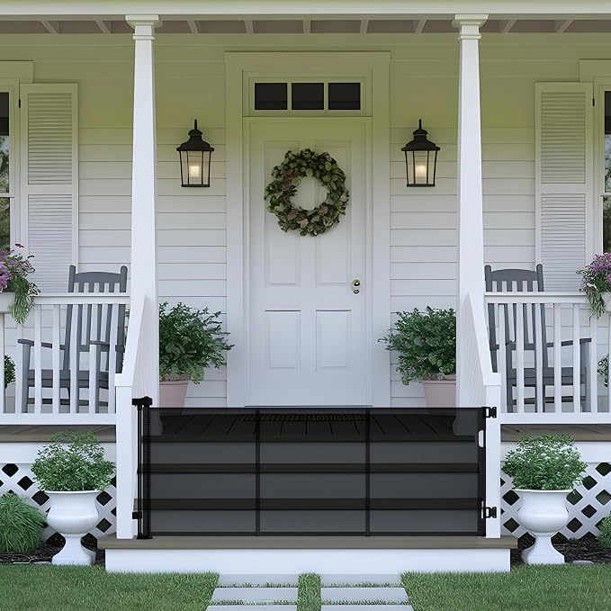 Retractable Baby Gate,Mesh Baby Gate or Mesh Dog Gate,34" Tall,Extends up to 100" Wide,Child Safety Gate for Doorways, Stairs, Hallways, Indoor or Outdoor