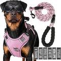 Service Dog Tactical Vest Harness and Leash Set Large Sized Dog Emotional Support- Tactical Dog Harness Training Collar with Name (Pink, S)