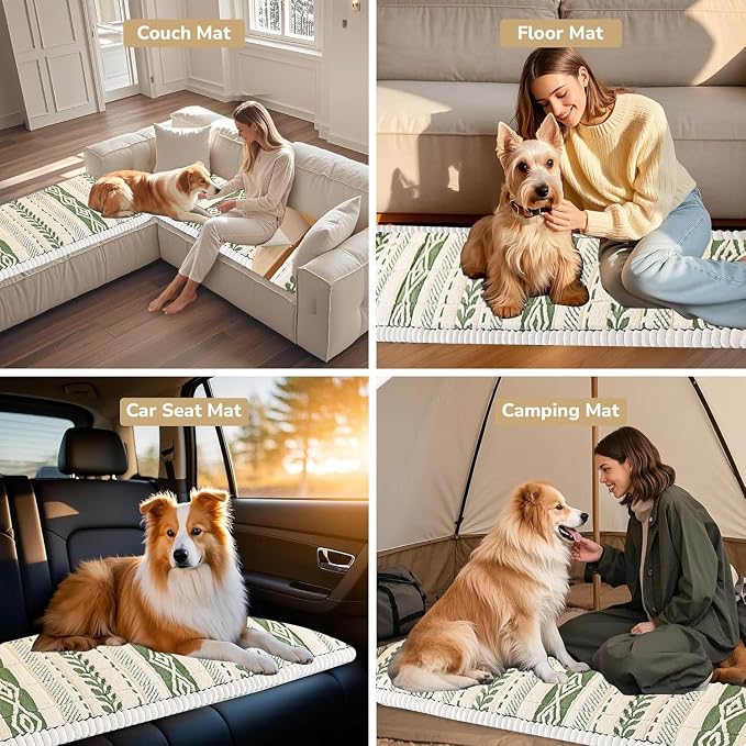 Couch Cover for Dogs, Washable Non-Slip Boho Geometric Pet Sofa Protector, Soft Sofa Slipcovers Cushion Protector for Dogs and Cats. (Green, 27.6" x 59.06" x 1.5")