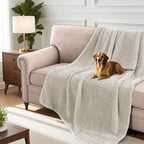 H.VERSAILTEX Plush Chenille Couch Cover for Dogs Pets Blanket for Bed Anti-Slip Soft and Durable Furniture Protector for Small Medium Large Cats Washable (52" x 82", Oatmeal)