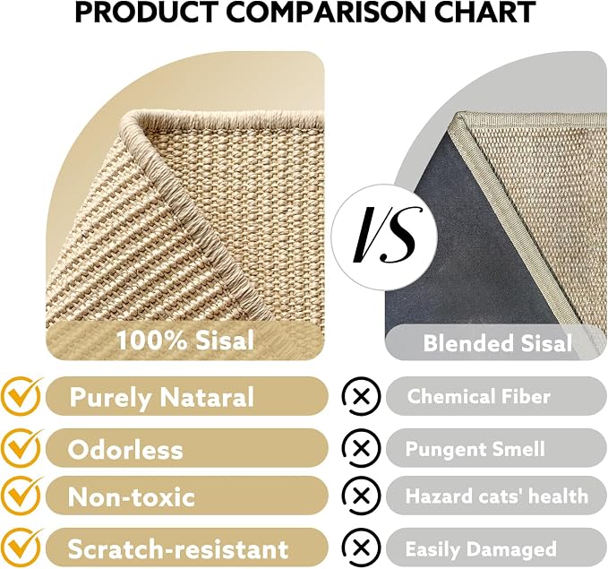 Sisal Cat Scratcher Toy with Ball Track, Natural Scratching Pad | Wooden Cat Toy with Non-Slip Base, For Indoor Cats, Suitable for Kittens and Medium Cats, No Assembly Required