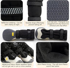 BECEMURU Dog Boots, Double-Straps Anti-Fall Off Dog Booties Shoes, Non-Slip Paw Protectors for Outdoor Walking Hiking in Snowy or Rainy Day (Black, 1#(Width 1.6 inch) for 14-23 lbs)