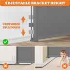 Upgrade 120" Retractable Baby Gates Extra Wide with Reinforced Strips, Mesh Retractable Dog Gate for Garage, 41" Tall Retractable Gate Indoor Outdoor for Pet and Baby-Grey
