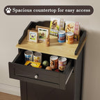 kepptory Dog Feeding Station with Storage Drawer, Pet Organizers and Storage Adjustable Shelf, Dog Feeder Station, Pet Storage Cabinet for Cats and Dogs