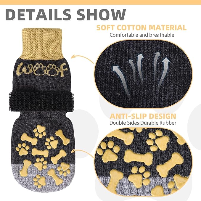 KOOLTAIL Dog Socks Shoes for Hot Pavement to Prevent Licking Paws, Winter Dog Boots & Paw Protector for Hardwood Floors Anti Slip,Traction Control Grip Booties for Small Medium Large Senior Dogs, XL