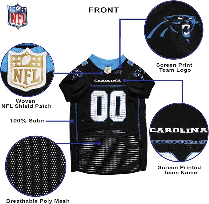 Pets First NFL NFC South Mesh Jersey for Dogs, Medium, Carolina Panthers