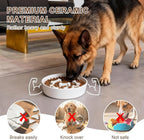 Ceramic Slow Feeder Dog Bowls, Ceramic Slow Feeder Maze Dog Food Bowl, Slow Eating Dog Bowl and Slow Feeder Dog Bowl Anti-Choking for Daily Pet Feeding （White Bone）