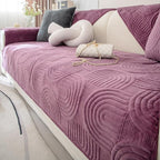 Soft Plush Geometric Quilted Couch Sofa Cover Boho Non Slip Fuzzy Sectional Couch Cover Solid Color Washable Sofa Slipcover Furniture Protector for Kids Dogs Cats (Purple,43"x70")