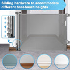 55 Inch Wide Retractable Baby Gate Mesh Dog Gate, Indoor & Outdoor, Gray | Retractable Gate for Stair/Doorway, Space-Saving, Easy One-Hand Operation, Safety Lock, Scratch-Resistant Mesh, Easy Install