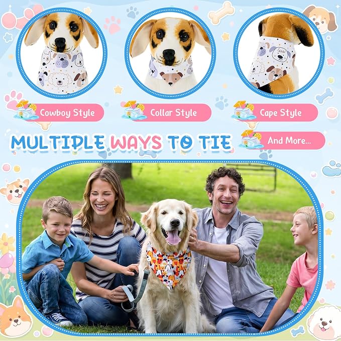 Sweetude 100 Pcs Dog Bandanas Bulk Dog Bandana Bibs Pet Bandanas with Captions Adjustable Cat Outfit Washable Triangle Scarf Kerchief for Small to Medium (Cute)