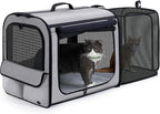 Dog Car Carrier Light Weight,Expandable,Foldable Dog Carrier, Gray | Easy to Assemble, Portable and Breathable Pet Carrier, Suitable for Indoor and Outdoor Use, Dog Travel Crate with Curtain
