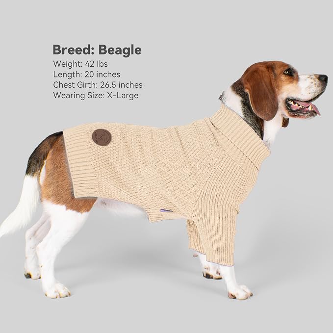 cyeollo Dog Sweater Long Sleeve Knitted Turtleneck Pullover Warm Clothes | Ultra Soft Warm Knit, Full Coverage, 4-Way Stretch for Easy Movement, Easy On & Off, Winter Daily Wear for Small Dogs