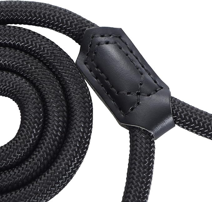 Mile High Life Dog Leash with Genuine Leather Handle, 6 FT/5 FT/4 FT | Leather Grip Rope Leash, Heavy Duty 360° Swivel Metal Clasp, for Small Medium & Large Dogs