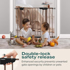 Cumbor 30-40.6 in Baby Gate for Stairs and Doorways, Dog Gate Indoor Brown | Mom's Choice Awards Winner, Auto Close, Double Lock, Safety Child Gate for Toddlers & Pets, Pressure or Hardware Mounted