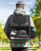 pecute Cat Backpack Expandable, Cat Backpack for Cat with Acrylic Window | Durable Oxford Cloth, Lockable Zipper,Use for Pet Under 11 lbs to Travel