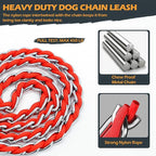 S-ETOVUS-Chain Dog Leash, Bite-Proof Metal Leash, with Padded Handle | Three Sizes 7.25FT/5.2FT/4FT, Woven From Nylon Rope And Chain, Durable And Bite-Resistant, Comfortable With Padded Handles