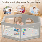Hiaksedt Large Baby Playpen 65x65 Inch, PlayPen for Babies and Toddlers | Hexagonal Type Baby Play Yards for Indoor & Outdoor with Breathable Mesh Anti-Fall