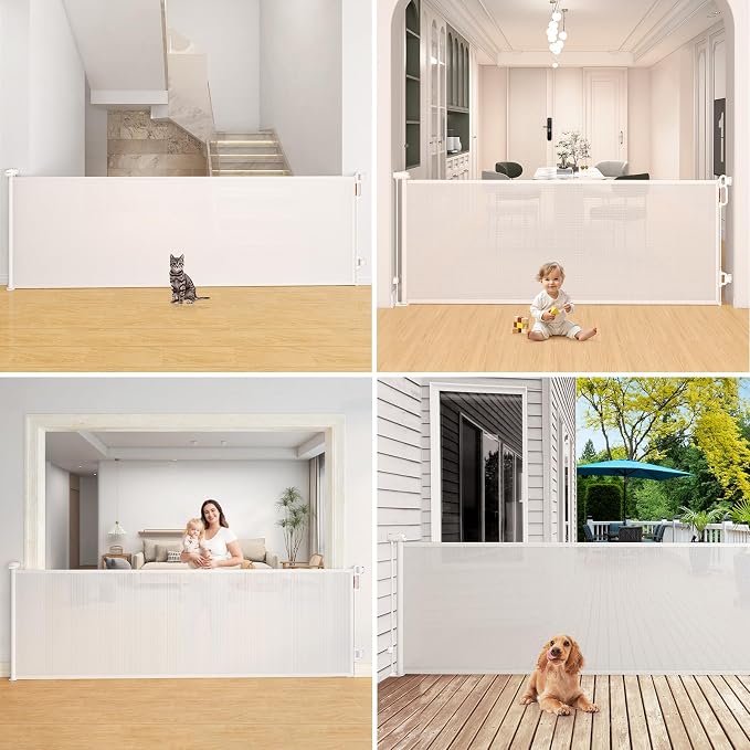 Momcozy Extra Wide Retractable Baby Gate for Large Opening | 41-Inch Tall, Extends to 118-Inch Wide, for Large Openings, Doorways, Hallways, for Dogs and Cats, Indoor/Outdoor Baby Gate