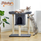 Cat Tree Tower Scratching Post for Indoor Large Adult Cats with Perch Bed | 28in Tall Small Cat Trees House with Big Perch, Condo, Toy Balls, Modern Kitten Climbing Furniture Platform, Dark Gray