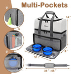 Mancro Dual Layers Dog Travel Bag, Dog Mom Gifts, Road Trip Essentials | Pet Travel Bags with 2 Extra Large Food Containers, 2 Collapsible Dog Bowls, Multi-Pockets Tote Organizer for Pet Supplies