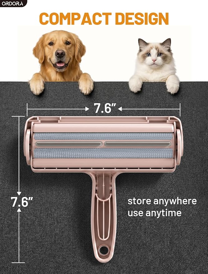 Pet Hair Remover Roller, Reusable Lint Roller for Dog and Cat Hair | Portable Pet Hair Roller with Large Fur Bin for Couches, Bedding, Car, Rugs & Furniture, No Refills or Batteries, Pet Homes