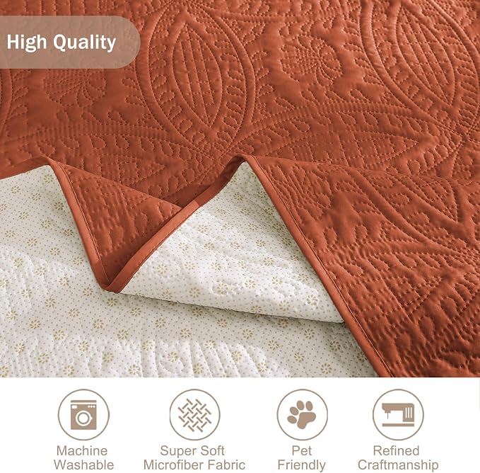 Quilted Recliner Chair Covers, Soft Lazy Boy Chair Covers, Water-Repellent Recliner Covers, Pet Friendly Chair Cover for Dogs Cats, Washable Sofa Protector (Recliner 22", Burnt Orange)