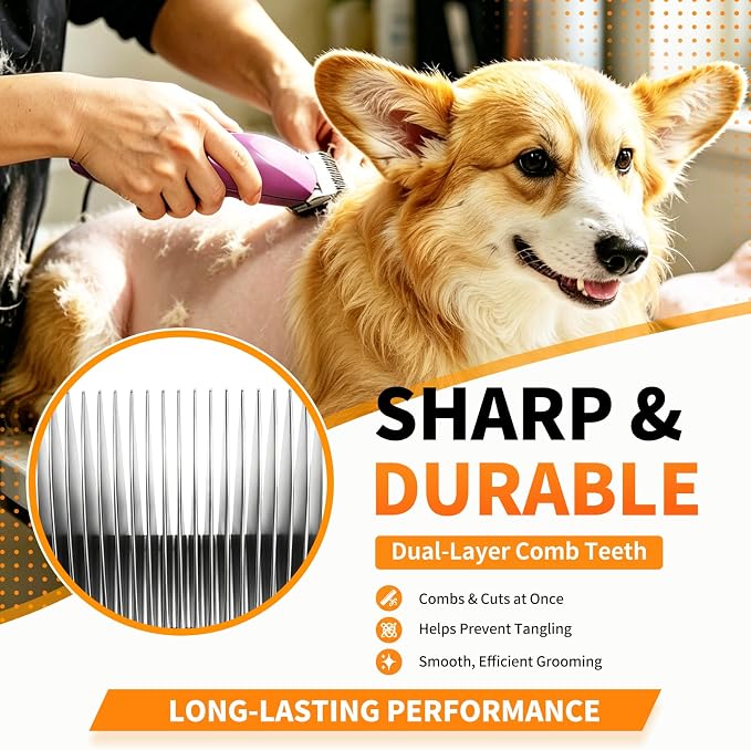 Size 3/4HT Detachable Pet Grooming Clipper Blade with Ceramic Cutter, 19mm 3/4 Inch Cut Length, Silver, Compatible with Andis, Oster A5, Wahl KM10, 1 Pack