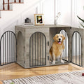 Hzuaneri 44.1" Wooden Dog Crate Furniture, Indoor Dog Kennel Dogs Cage for Small/Medium/Large Dogs, Heavy Duty Dog Crates Decorative Pet House End Side Table TV Stand, Greige Black DFC83905B