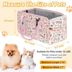 Console Dog Car Seat - Portable Dogs Armrest Booster Seat for Small Dog, Foldable Pet Car Seat with Safety Belt, Pink Kitten
