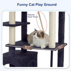 Gitelsnour Cat Tree, Cat Tower with Sturdy Steel Tube, Large Perch GCT024G | 70.5'' Cat Furniture with Scratching Post, Hammock, Basket and Big Platform for Indoor Cats Large Adult, Drak Gray
