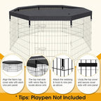 Peekaboo Dog Playpen Top Cover for 24-Inch 8-Panel Octagonal Pen, Black | 600D Oxford and breathable mesh top cover adds shade and an overhead barrier for indoor or outdoor pet play areas.