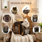 Pet Carrier Dog Purse, PU Leather Dog Handbag for Small Dogs Cats Puppy, Portable Tote Bag Soft-Sided Pet Carriers White