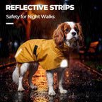 PU Dog Raincoat, Non-Toxic & Odorless Waterproof Vest, Adjustable High Neck and Hook & Loop Belly Closure for Rainy Potty Breaks & Wet Weather Outdoor Walks (Yellow, X-Small)