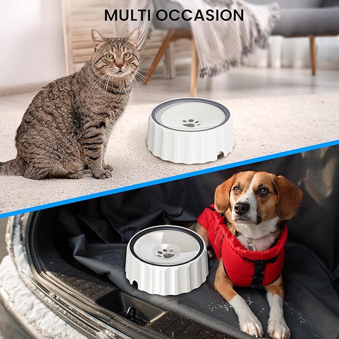 Dog Water Bowl No Spill 70oz/2L Large Capacity Dispenser Non Slip No Splash Bowl Pet Slow Feeder No Drip Dog Water Bowl on Vehicle Slow Water Bowl for Dogs and Cats