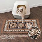 Glittme Cat Litter Mat with Non-Slip Bottom Litter Box Mat 33"X22" Litter Trapping Mat Easy to Clean Washable Cat Food Mat for Kitty,L
