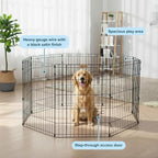Dog Playpen - Foldable Metal Exercise Puppy Play Pen with 8 24x30in Panels - Indoor/Outdoor Pen with Door for Dogs, Cats or Small Animals by PETMAKER