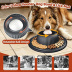2-in-1 Dog Slow Feeder Bowl & Lick Mat with 2 Rotatable Balls, No-Slip Silicone Anxiety Relief Treat Mat for Dogs & Cats, Dishwasher Safe (Black)