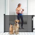 Upgraded Retractable Baby Gate for Stairs, 33"Tall Expands 55"Wide Ideal Safety Solution Dog Gate for Stairs Doorways Hallways Indoor/Outdoor Mesh Baby Gate Retractable Screen Door(Black, 86CMx140CM)