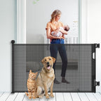 Upgraded Retractable Baby Gate for Stairs, 33"Tall Expands 55"Wide Ideal Safety Solution Dog Gate for Stairs Doorways Hallways Indoor/Outdoor Mesh Baby Gate Retractable Screen Door(Black, 86CMx140CM)