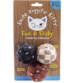 Haute Diggity Kitty Vuiton Checker Balls Set, Soft Plush Cat Toys | 3 Pack Catnip Toys with Interactive Crackle Sound, Safe & Durable Cat Nip Kicker Toy for Outdoor & Indoor Cats & Kitten