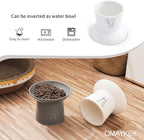 6.5 Inch Extra Wide Raised Cat Bowls, Elevated Cat Food Water Bowl Set | Ceramic, Prevent Neck, Whisker Fatigue, Anti Vomit, Dishes for Elder Big Cats & Small Dogs, White & Grey