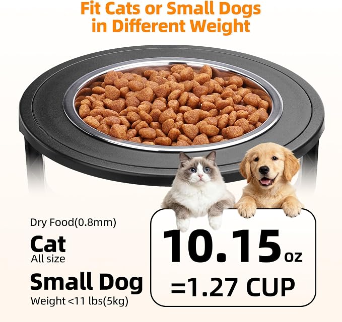 Raised Cat Bowls,Elevated Cat Bowls for Indoor Cats with Height-Adjustable Stand,Non-Slip Stainless Steel Cat Bowls,15° Tilted Cat Food Bowls (1 Pack)