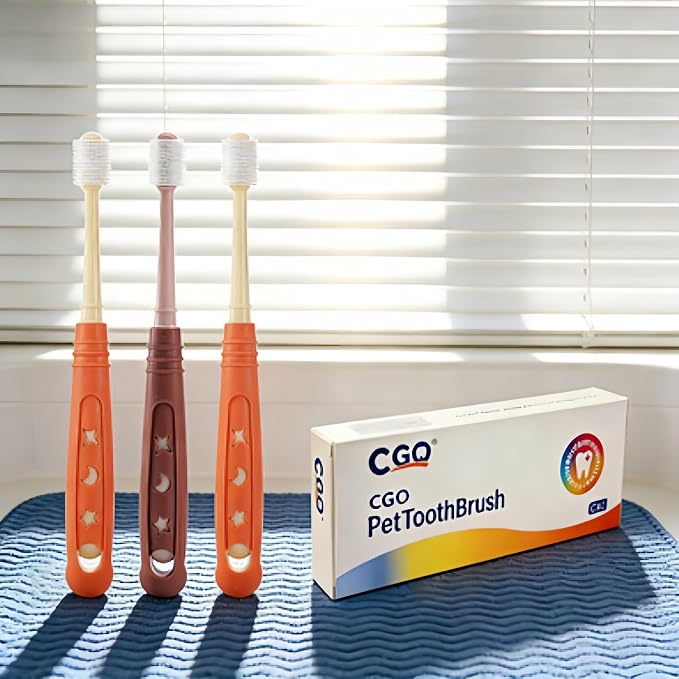 CGO 360° Soft Silicone Dog Cat Toothbrush, Easy to Use, 3 Individually Packed