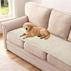 H.VERSAILTEX Plush Chenille Couch Cover for 3 Cushion Couch Anti Slip Washable Sofa Slipcovers Soft and Durable Furniture Protector for Dogs Cats Kids (27.5" x 82", Ivory)