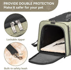 Petsfit Small Expandable Cat Carrier for Air Travel, Up to 9 lb | 16 x 10 x 9 in; sized for Alaska Airlines, with locking zippers, an interior safety tether and multi-side ventilation.