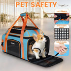 Petskd Top and Side Expandable Pet Carrier Airline Approved, Blue | 19"L x 13"W x 9"H, for Southwest Allegiant Airlines, Lockable Safety Zippers and Anti-Scratch Mesh, Pets Under 12 lbs