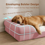 Comfort Expression Orthopedic Dog Bed for Extra Large Dogs with Bolster | Waterproof Dog Couch Bed with Washable Cover & Non-Slip Bottom, Supportive Egg Crate Foam XL Pet Bed, 45x35 Inch